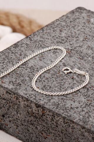 Gurmet 1,5 mm 19 cm Gümüş Erkek Zincir Bileklik 3990