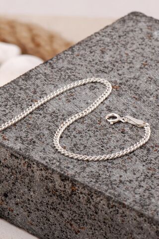 Gurmet 1,5 mm 19 cm Gümüş Erkek Zincir Bileklik 3990