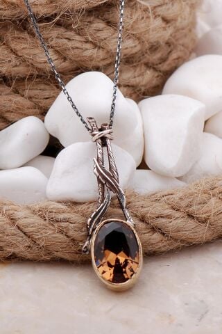 Sultan Taşlı Sarmaşık Elişi Gümüş Kolye 7562