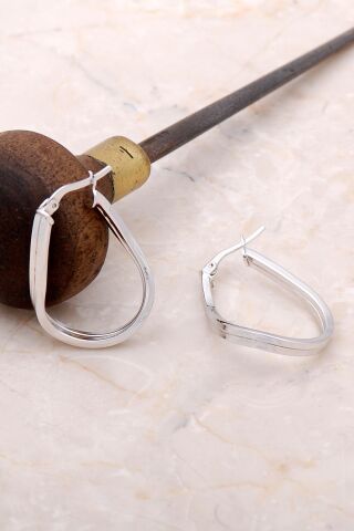 Gümüş Burgu 23 mm Damla Halka Küpe 4987