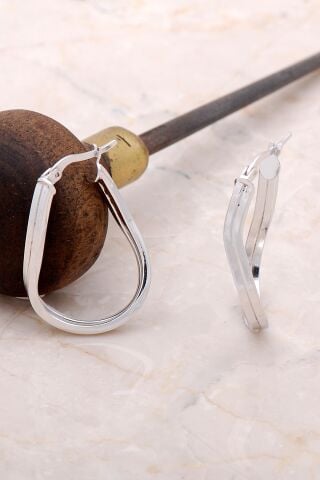 Gümüş Burgu 23 mm Damla Halka Küpe 4987