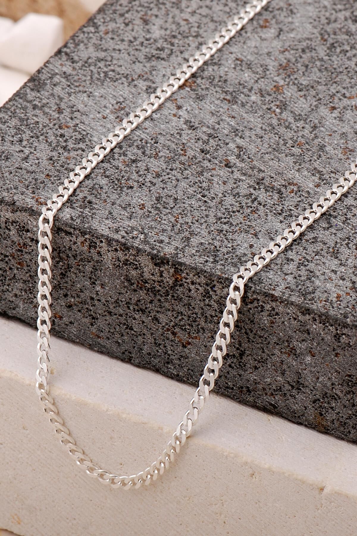 Gurmet 2,5 mm 60 cm Gümüş Erkek Zincir Kolye 7711