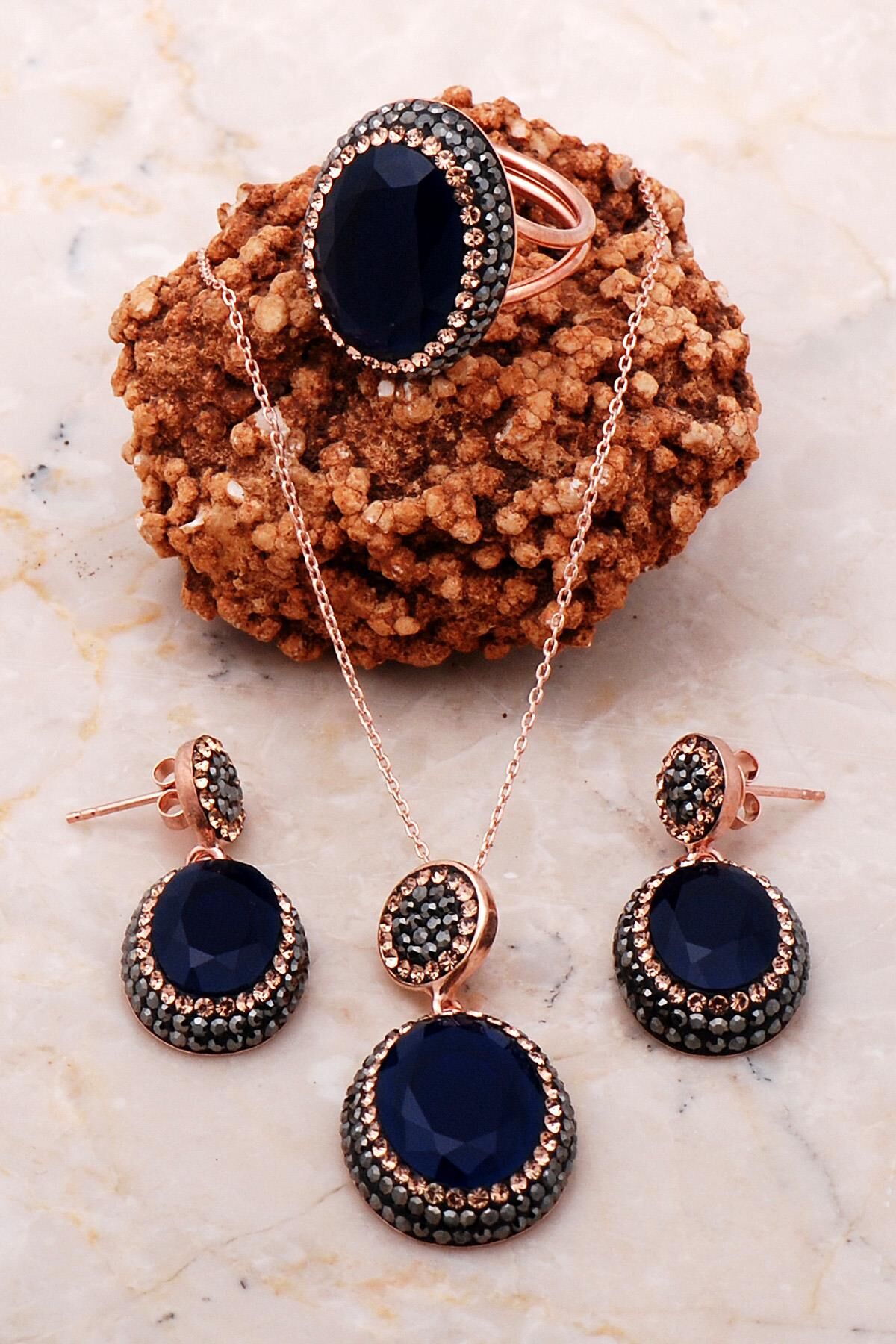 Rose Gümüş Safir Set 2189