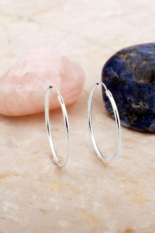 Şarnel 3 Cm İnce Gümüş Halka Küpe 7116