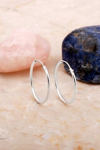 Şarnel 2.5 Cm İnce Gümüş Halka Küpe 7117