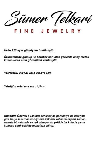 Taşlı Tasarım Elişi 925 Ayar Gümüş Yüzük 6001 16 - Beyaz