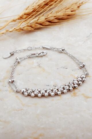 Dorika Sıra Toplu Rodyumlu 925 Ayar Gümüş Bileklik 4688