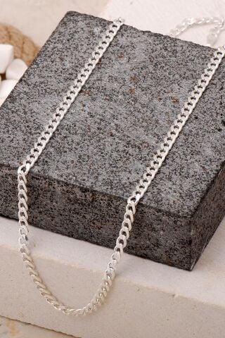 Gurmet 4 mm 50 cm Gümüş Erkek Zincir Kolye 7714