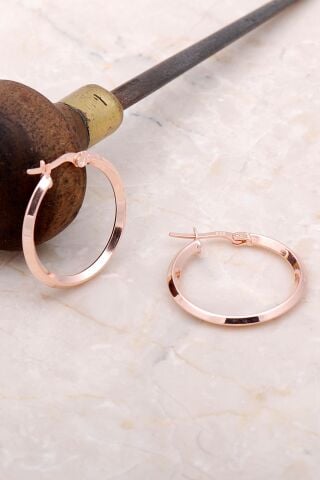 Rose Gümüş 25 mm Halka Küpe 4990