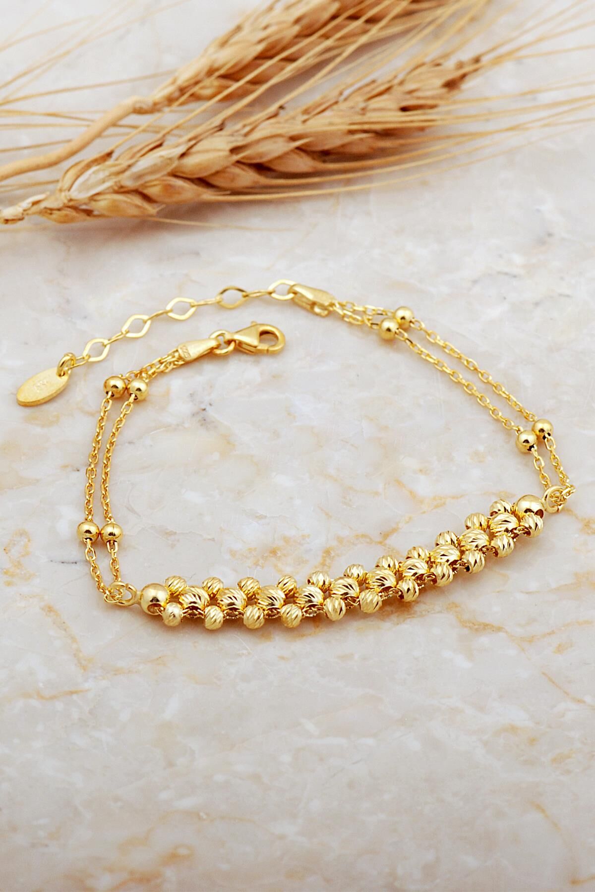 Dorissa Sıra Toplu Altın Yaldızlı Gümüş Bileklik 4689