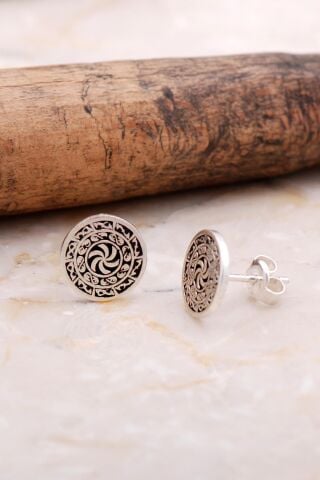 Anadolu Motifli Elişi Gümüş Küpe 6049