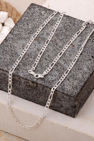 Figaro 4 mm 50 cm Gümüş Erkek Zincir Kolye 7716