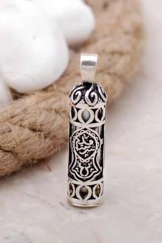 Cevşen Silindir Gümüş Kolye Ucu 7564