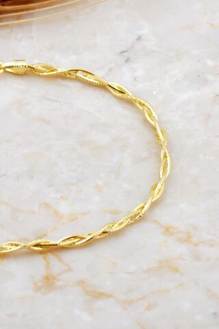 İtalyan Örgü Zincir 18 Cm Altın Kaplama Gümüş Bileklik 4691