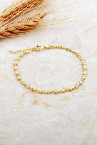 Su Yolu Altın Kaplama İnce Gümüş Bileklik 4693