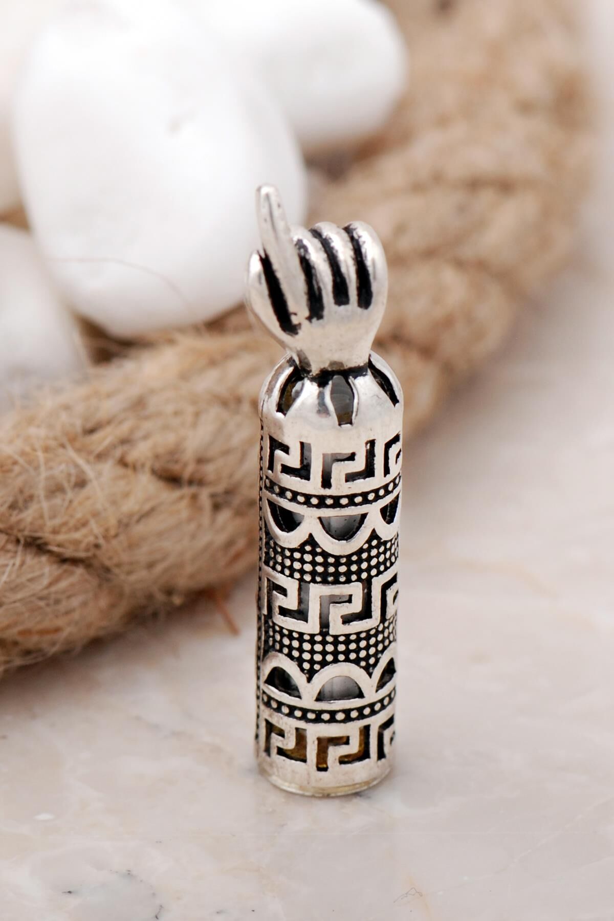 Cevşen Silindir Gümüş Kolye Ucu 7571