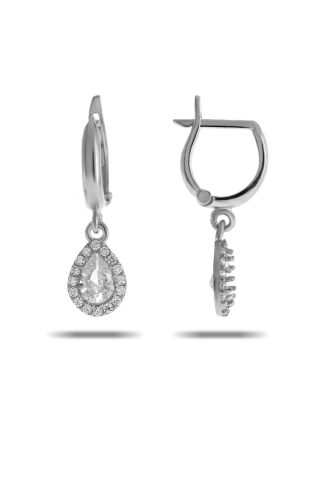 Kuvars Taşlı Damla Mini Rodyumlu Gümüş Küpe 5515