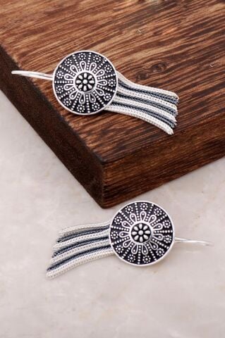 Midyat Hasırı Elişi Tasarım Gümüş Küpe 2614