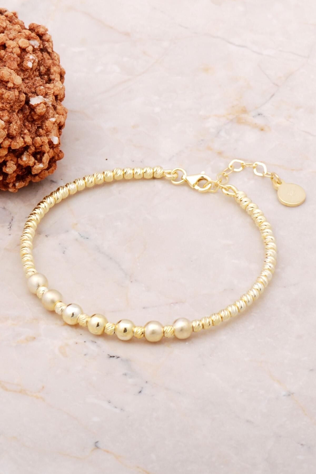 Dorika Altın Yaldızlı 925 Ayar Gümüş Bilezik 3630