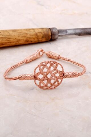 Aşk Düğümü Rose Gümüş Kazaziye İşlemeli Bileklik 3369