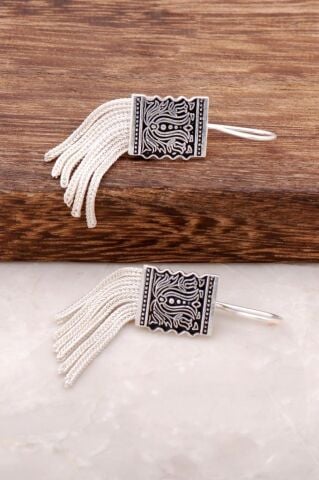 Midyat Hasırı Elişi Gümüş Tasarım Küpe 2618