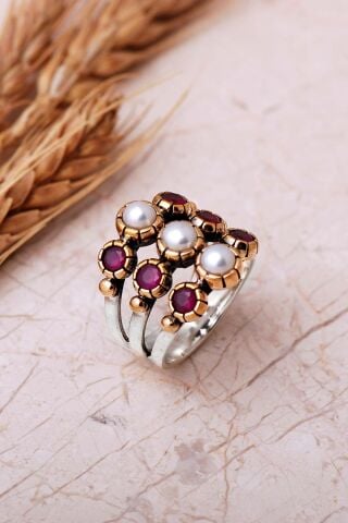 2 Farklı Doğal Taş Seçenekli Elişi 925 Ayar Gümüş Yüzük 6002