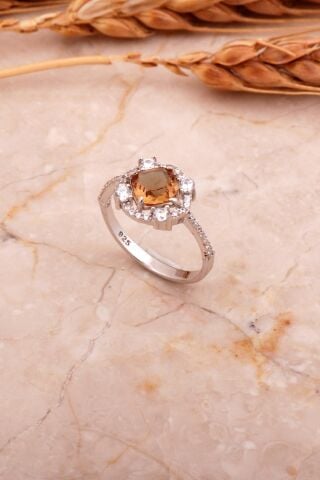 Renk Değiştiren Sultan Taşlı Rodyumlu Gümüş Yüzük 5766