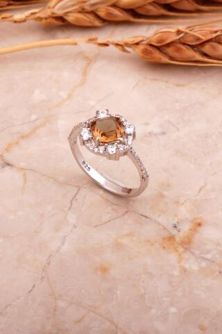 Renk Değiştiren Sultan Taşlı Rodyumlu Gümüş Yüzük 5766