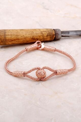 Rose Gümüş Kazaziye İşlemeli Bileklik 3374