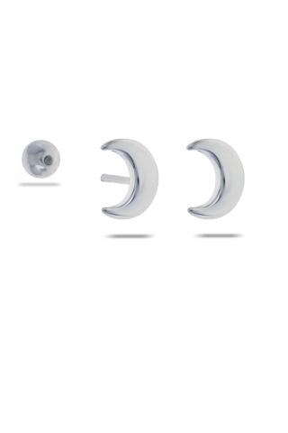 Ay Rodyumlu Tragus Gümüş Küpe 5522