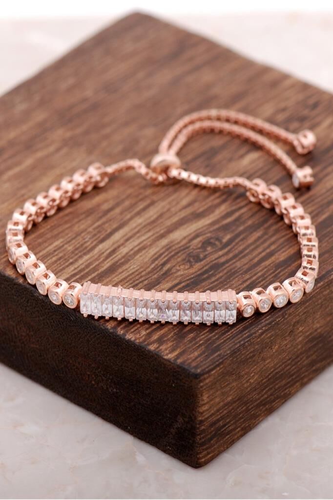 Rose Gümüş Baget Tasarım Asansörlü Bileklik 2852