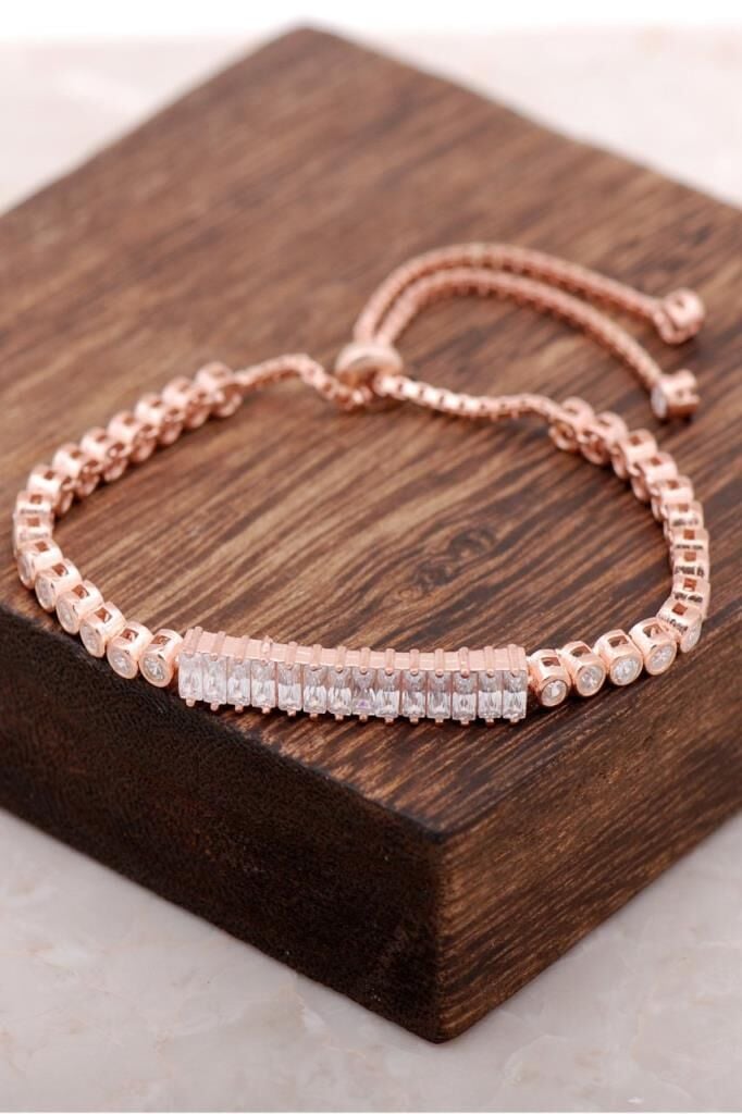 Rose Gümüş Baget Tasarım Asansörlü Bileklik 2852