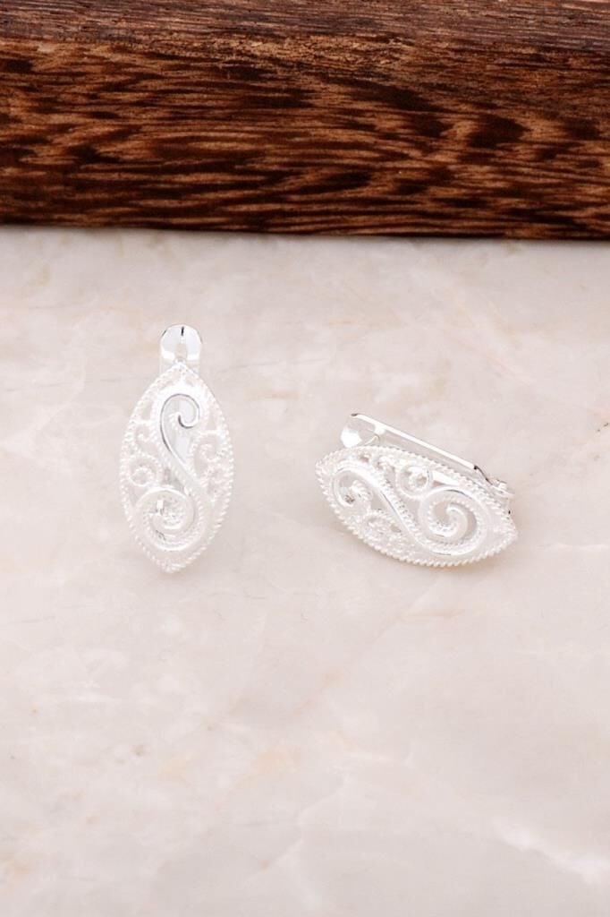 Telkari İşlemeli Tasarım Gümüş Küpe 4398