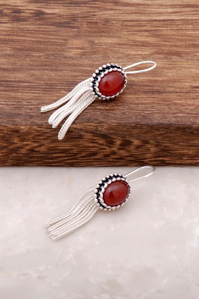 Midyat Hasırı Elişi Gümüş Tasarım Küpe 2624