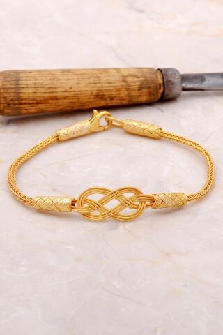 Sonsuzluk Kazaziye Altın Yaldızlı Gümüş Bileklik 3377