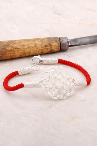 Aşk Düğümü Kazaziye İşlemeli Gümüş Bileklik 3379