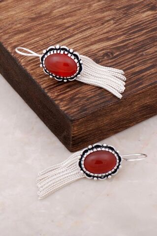 Midyat Hasırı Elişi Tasarım Gümüş Küpe 2626