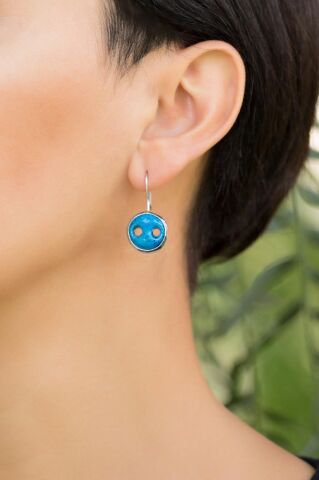 Süryani Nazar Boncuğu Gümüş Küpe 4743