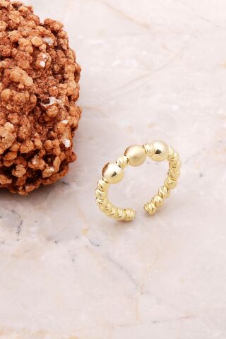 Dorika Altın Yaldızlı 925 Ayar Gümüş Yüzük 3105