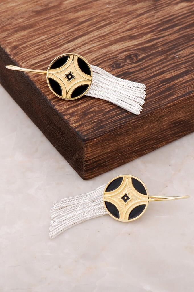 Midyat Hasırı Elişi Altın Yaldızlı Gümüş Küpe 2628