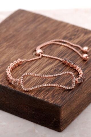 Rose Gümüş Asansörlü Topaz Taşlı Bileklik 2857