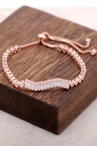 Rose Gümüş Asansörlü Baget Tasarım Bileklik 2859