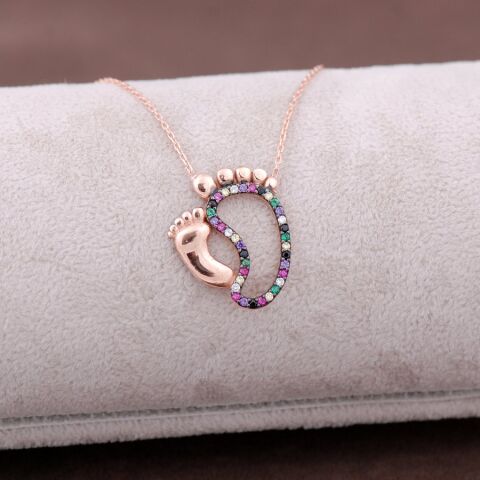 Rose Gümüş İlk Adım Tasarımlı Kolye 3761