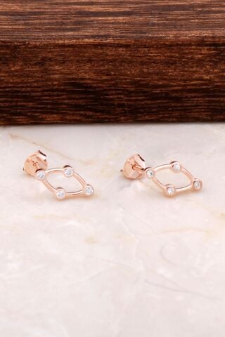 Rose Gümüş Üçgen Küpe 4750