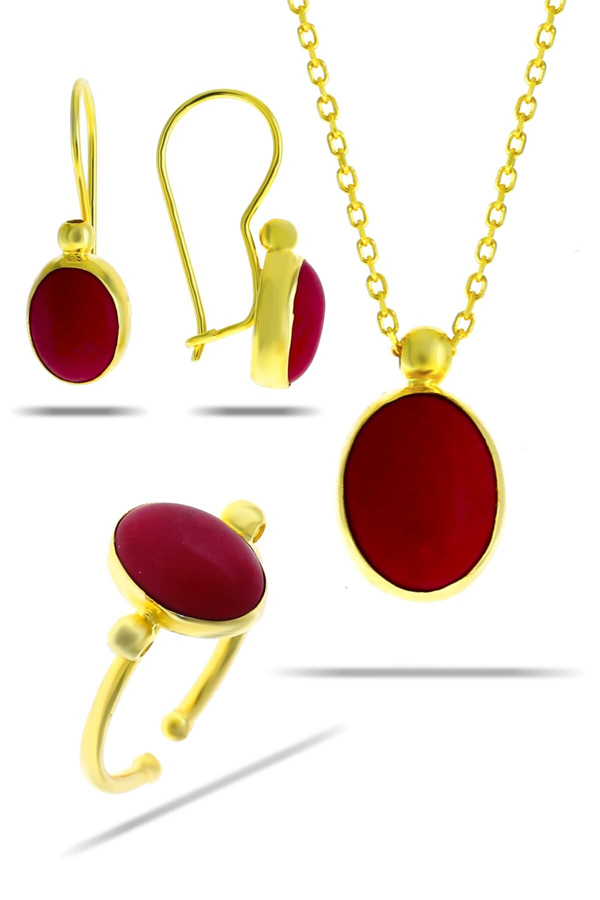 Marcan Taşlı Altın Yaldızlı Gümüş Set 2318