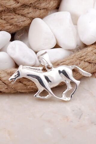 Gümüş Koşan At Kolye Ucu 7595