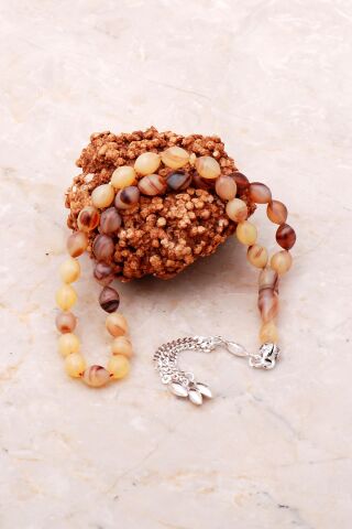 Beyzi Kesim Bilek Boy Mini Hareli Ateş Kehribarı Tesbih 343