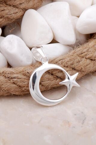 Ay Yıldız Gümüş Kolye Ucu 7600