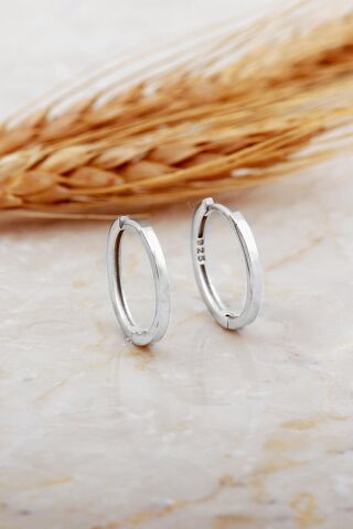 19 Mm Taşsız Rodyumlu Gümüş Halka Küpe 7141