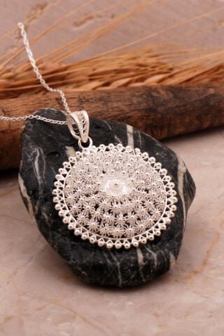 Bereket Model Telkari Elişi Gümüş Kolye 7967